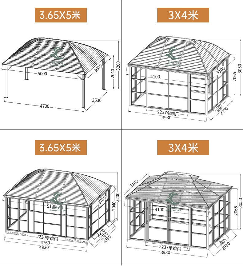 360 * 500 cm Gartenhaus Lagerhaus Pavillon 