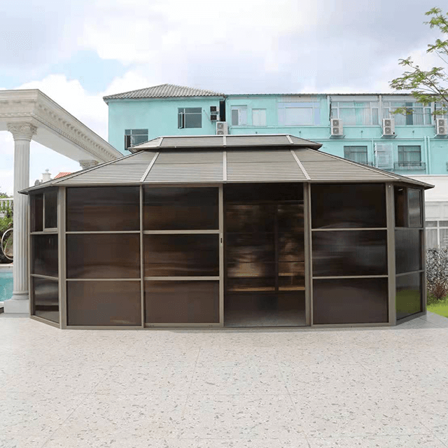 4,35 x 6,20 m Aluminium-Pavillon mit Schiebetür