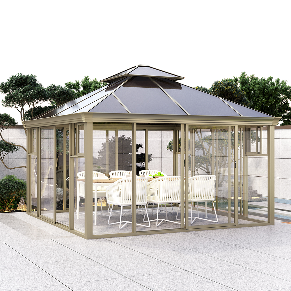 400 * 400 cm transparenter Sonnenhaus-Pavillon aus Polycarbonat