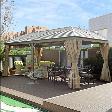 300 * 600CM Terrassen-Sonnenschutz-Aluminiumpavillon mit Vorhang