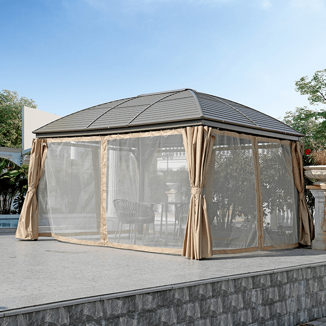 Aluminium-Pavillon mit Vorhang und Moskitonetz